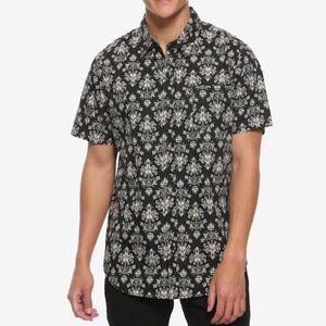 Our Universe Disney The Haunted Mansion Wallpaper Button Up Short Sleeve Shirt